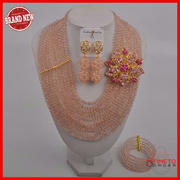 10-Row Crystal Bridal Jewelry Set with Necklace Earrings Bracelet - Picture 3 of 4